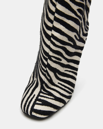 ALLURING Zebra Over-The-Knee Square-Toe Heeled Women's Boot