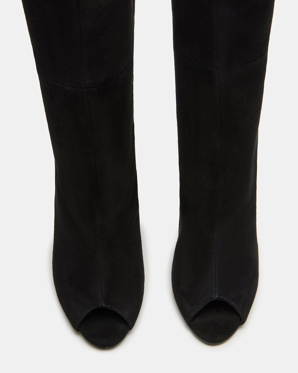 PEGGIE Black Suede Stiletto Heel Peep Toe Women's Boots