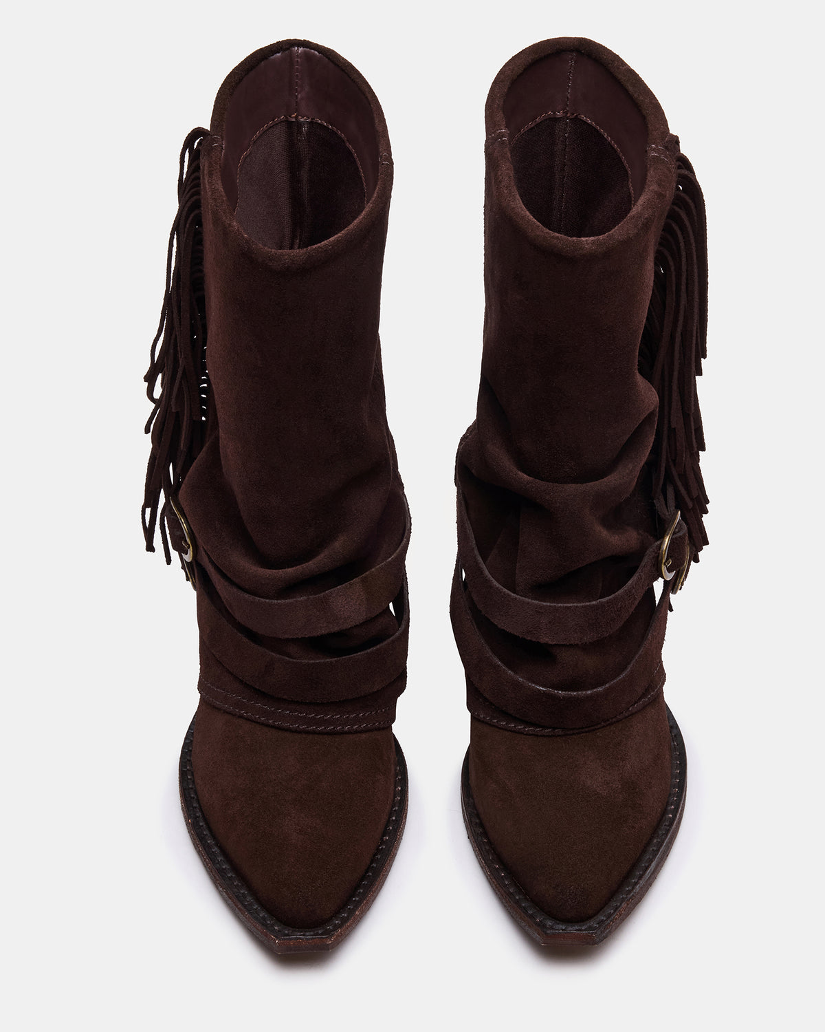 ANSEL Brown Suede Pointed-Toe Fold-Over Cuffed Women's Ankle Boot