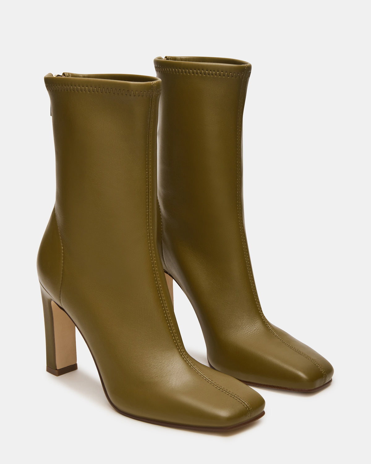 KHELAN Olive Square-Toe Heeled Women's Ankle Boot