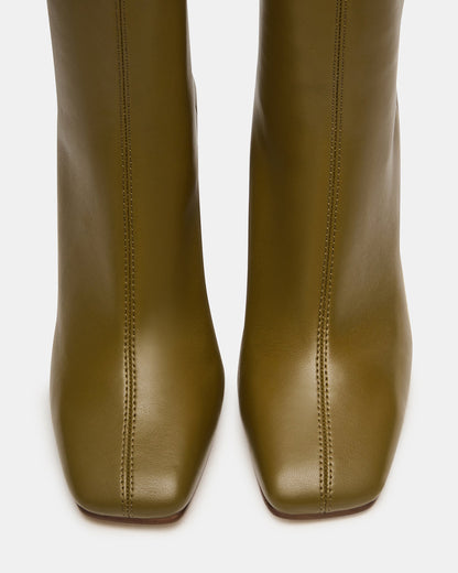 KHELAN Olive Square-Toe Heeled Women's Ankle Boot