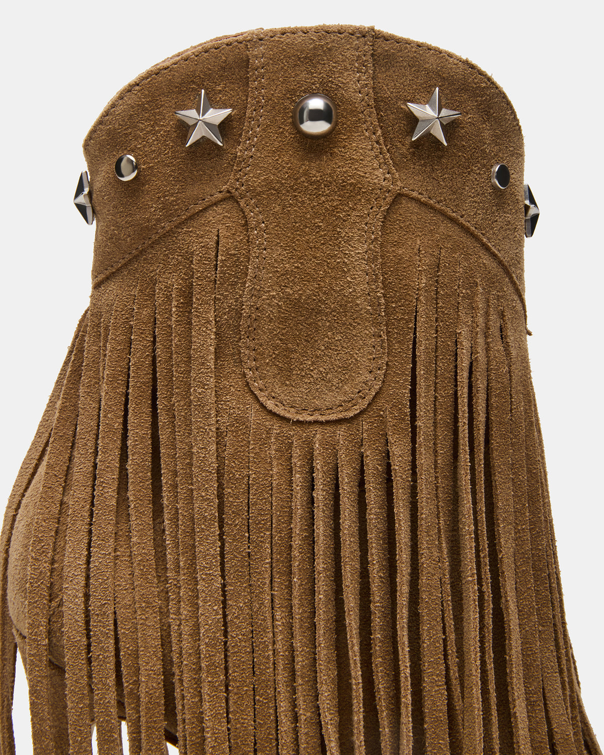 FALTER Chestnut Suede Pointed-Toe Fringe Western Women's Ankle Boot