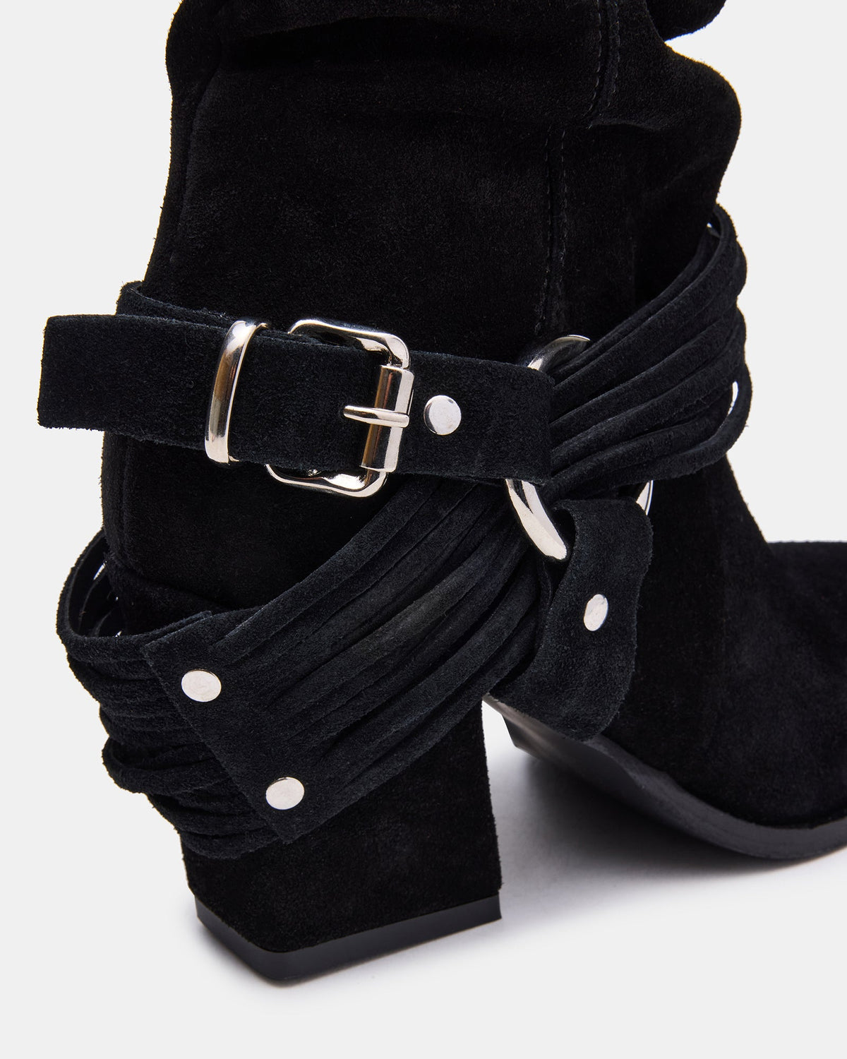 LAUPER Black Pointed-Toe Heeled Buckle Women's Ankle Boot