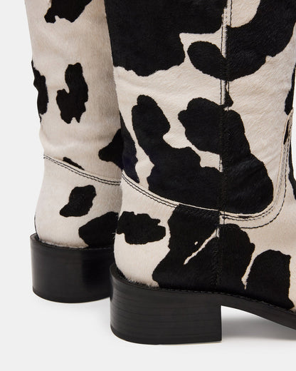 RIGGS Black Cow Print Wide Calf Square-Toe Women's Boot