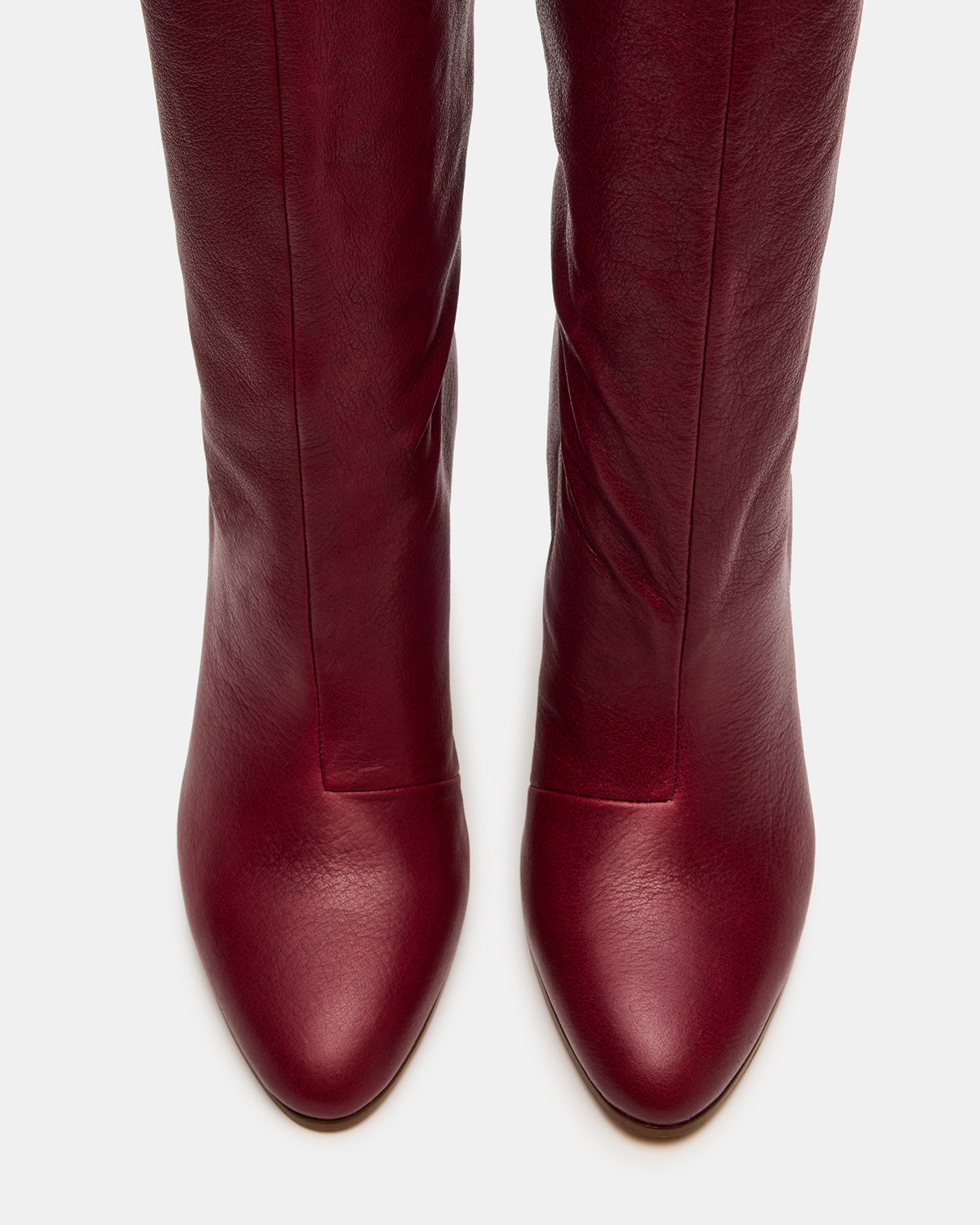 RIZK Burgundy Leather Knee-High Rounded Toe Heeled Women's Boot