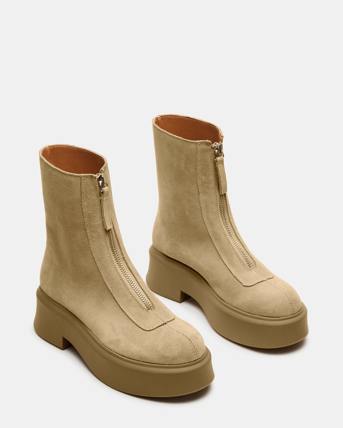 JONES Tan Suede Zipper Lug Women's Ankle Boot