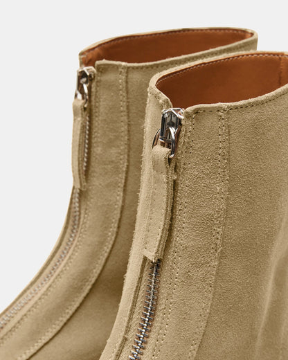 JONES Tan Suede Zipper Lug Women's Ankle Boot