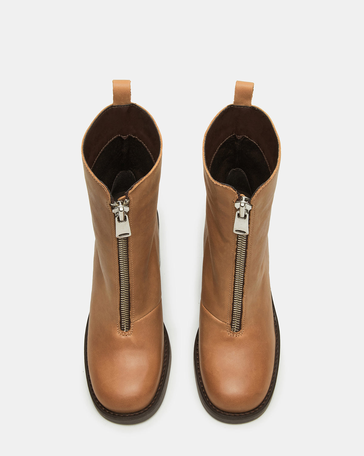 DECLAN Cognac Leather Block Heeled Ankle Boot | Women's Booties