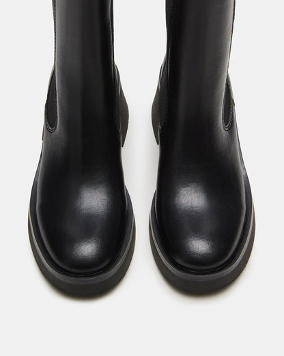 MURRAY Black Leather Block Heel Ankle Boot | Women's Booties