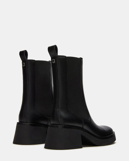 MURRAY Black Leather Block Heel Ankle Boot | Women's Booties