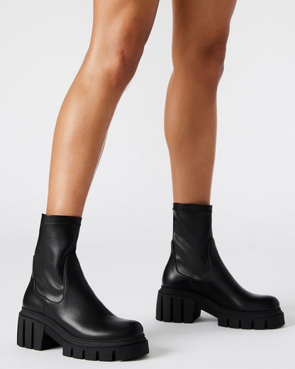 BOOMBA Black Lug Sole Ankle Boot | Women's Booties