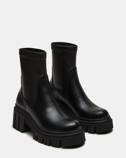 BOOMBA Black Lug Sole Ankle Boot | Women's Booties