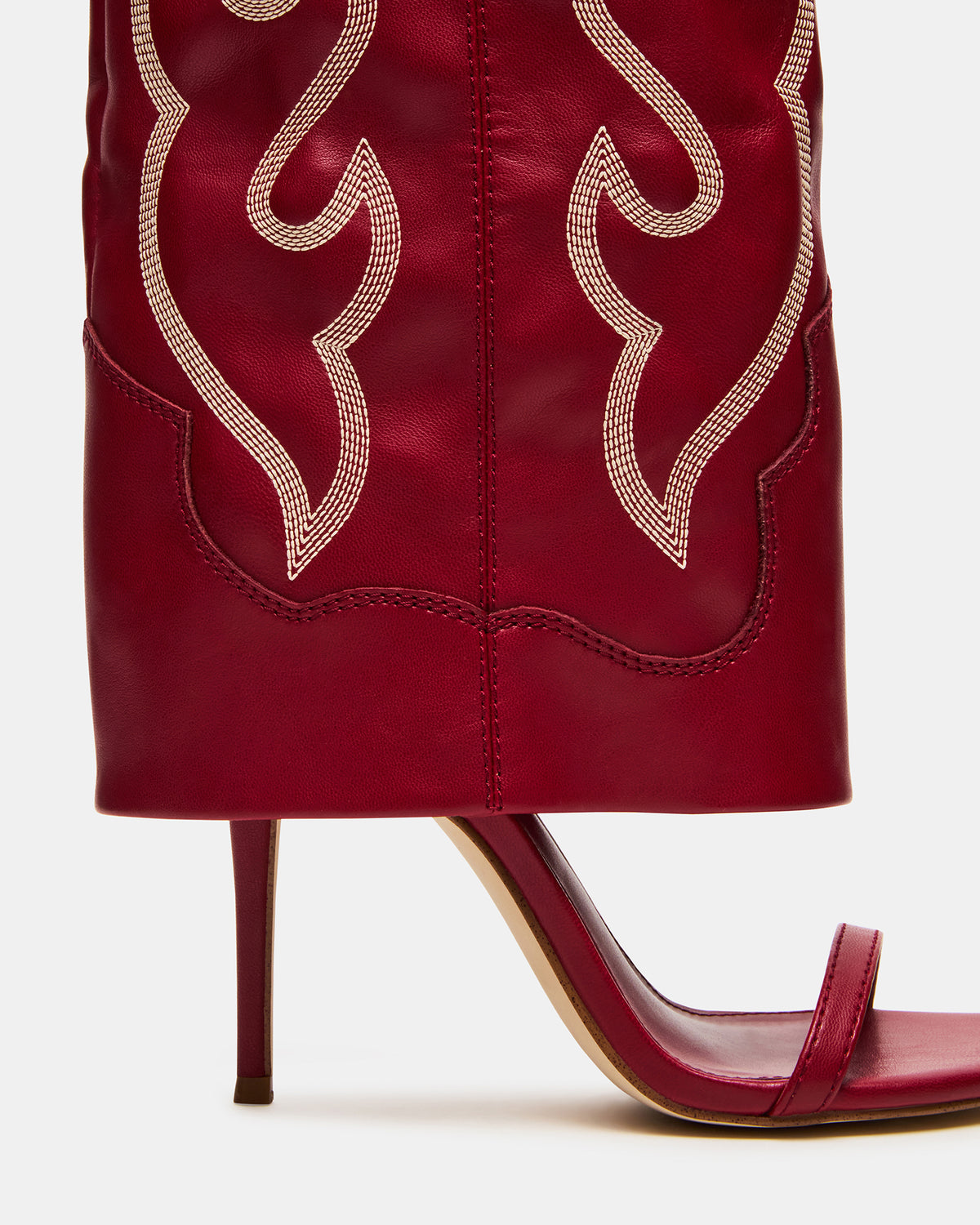 RAVINE Western Red Knee-High Cuffed Stiletto Heel Women's Boot