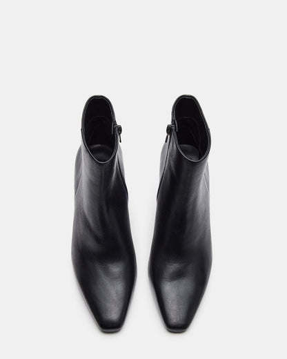 AIDAN Black Leather Block Heel Ankle Boot | Women's Booties