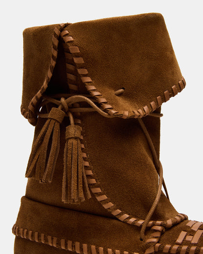 TIPPETT Chestnut Suede Fold-Over Tassel Boot | Women's Boots