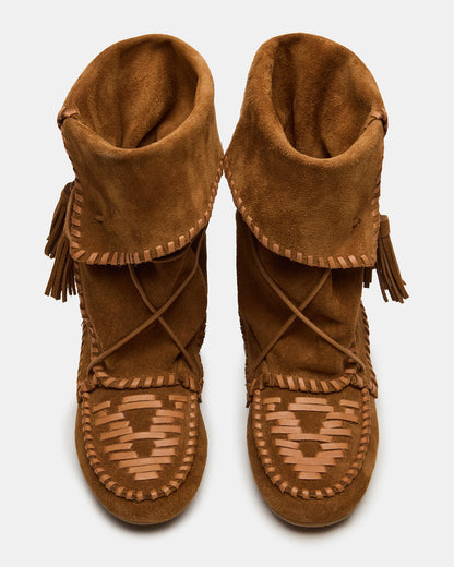 TIPPETT Chestnut Suede Fold-Over Tassel Boot | Women's Boots