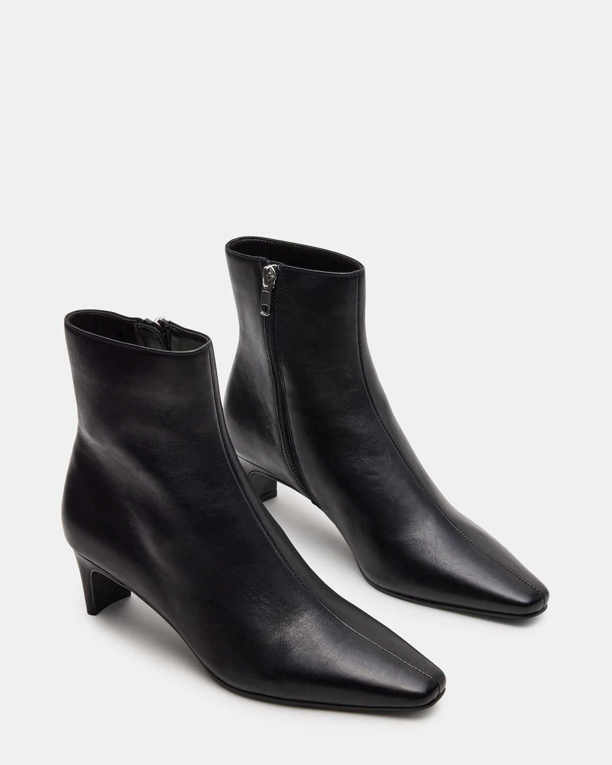 DELVIE Black Leather Kitten Heel Ankle Boot | Women's Booties