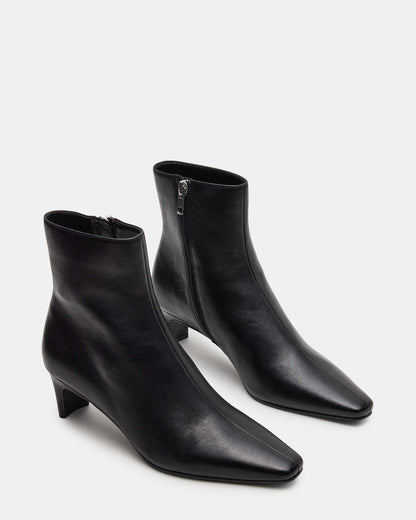 DELVIE Black Leather Kitten Heel Ankle Boot | Women's Booties