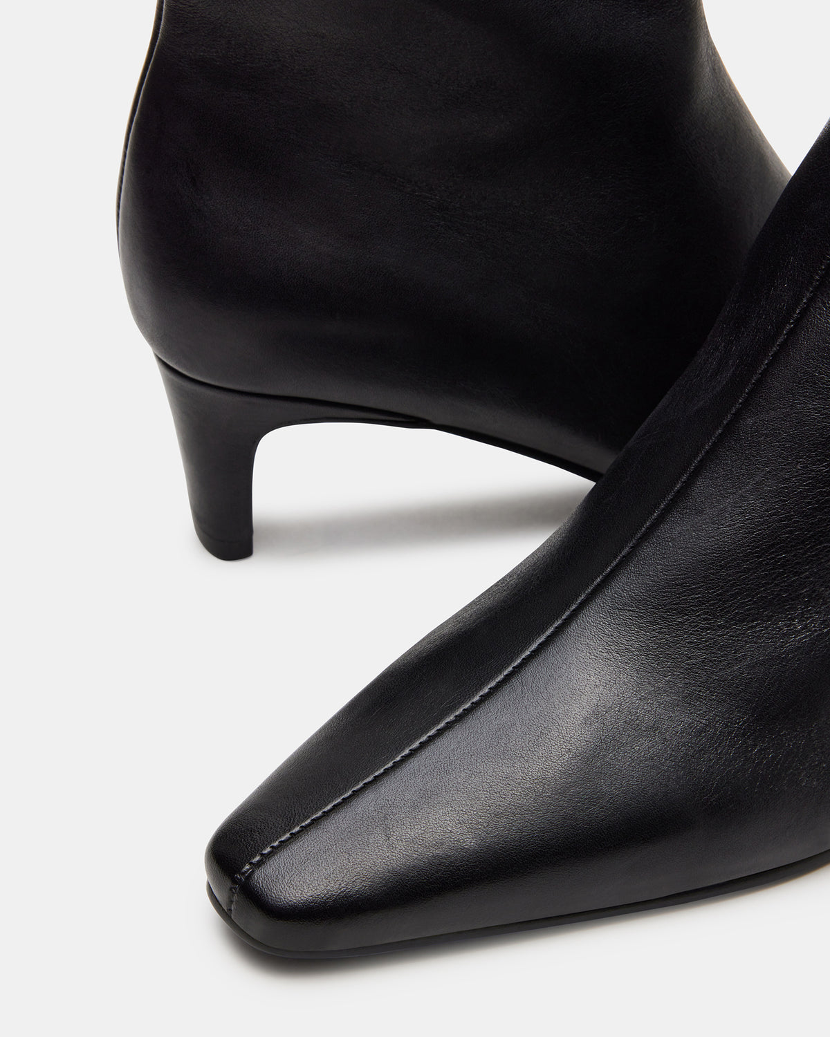 DELVIE Black Leather Kitten Heel Ankle Boot | Women's Booties