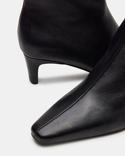 DELVIE Black Leather Kitten Heel Ankle Boot | Women's Booties