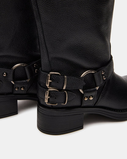ASTOR Black Leather Wide Calf Knee-High Women's Boot