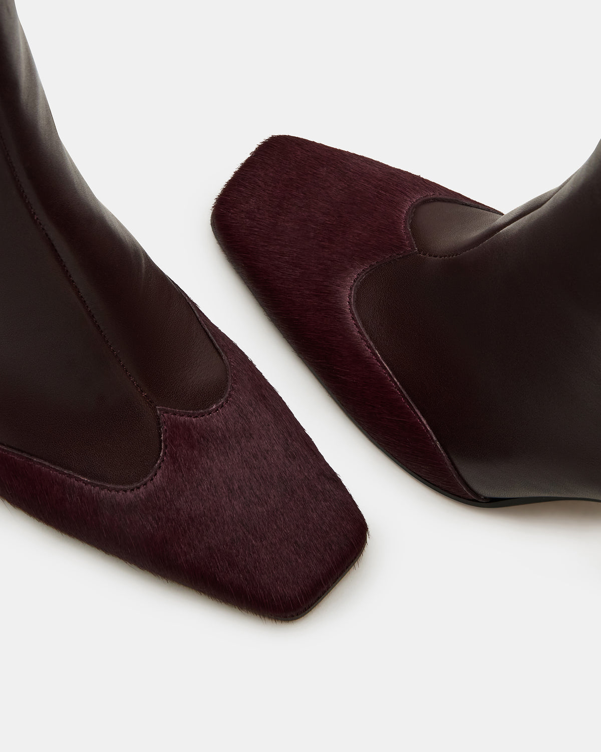 LYLE Burgundy Leather Square-Toe Heeled Women's Ankle Boot