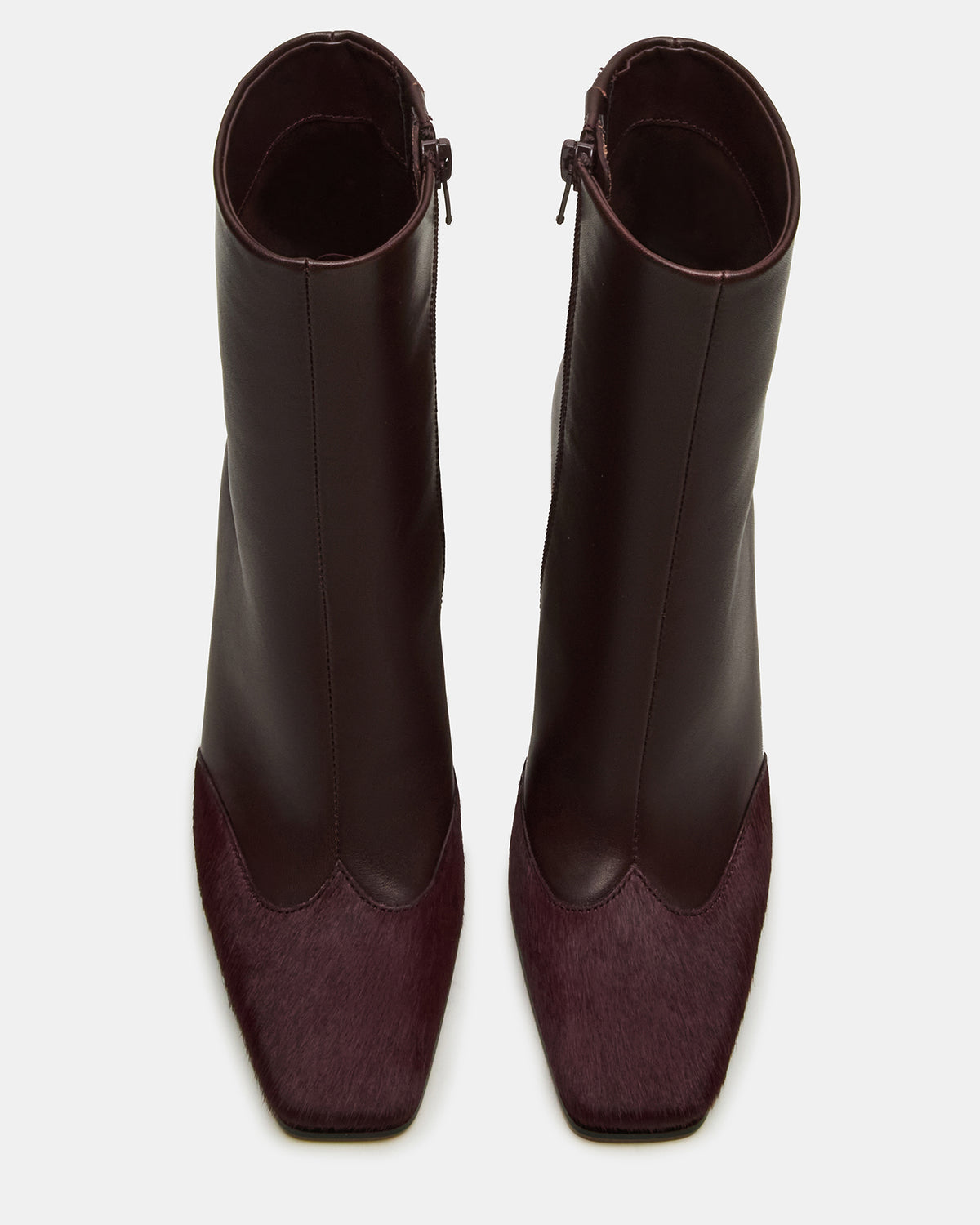 LYLE Burgundy Leather Square-Toe Heeled Women's Ankle Boot