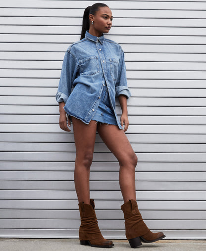 PIA Chestnut Suede Cuffed Boot | Women's Booties