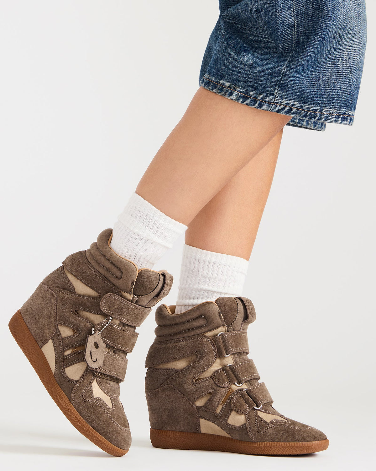 MAVIS Taupe Suede High-Top Velcro Women's Sneaker