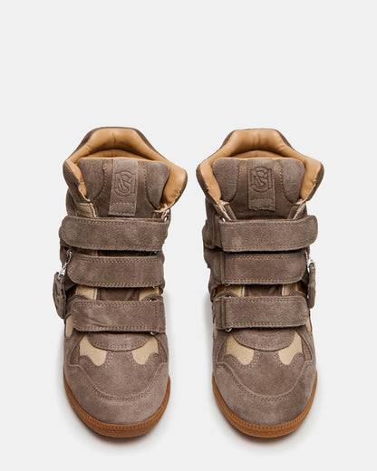 MAVIS Taupe Suede High-Top Velcro Women's Sneaker