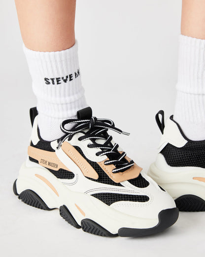 POSSESSION Black/Tan Platform Lace-Up Women's Sneaker