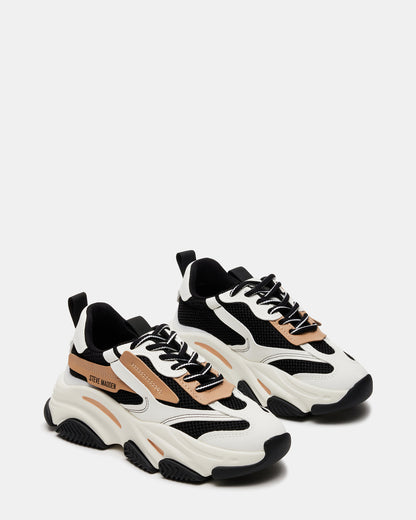 POSSESSION Black/Tan Platform Lace-Up Women's Sneaker