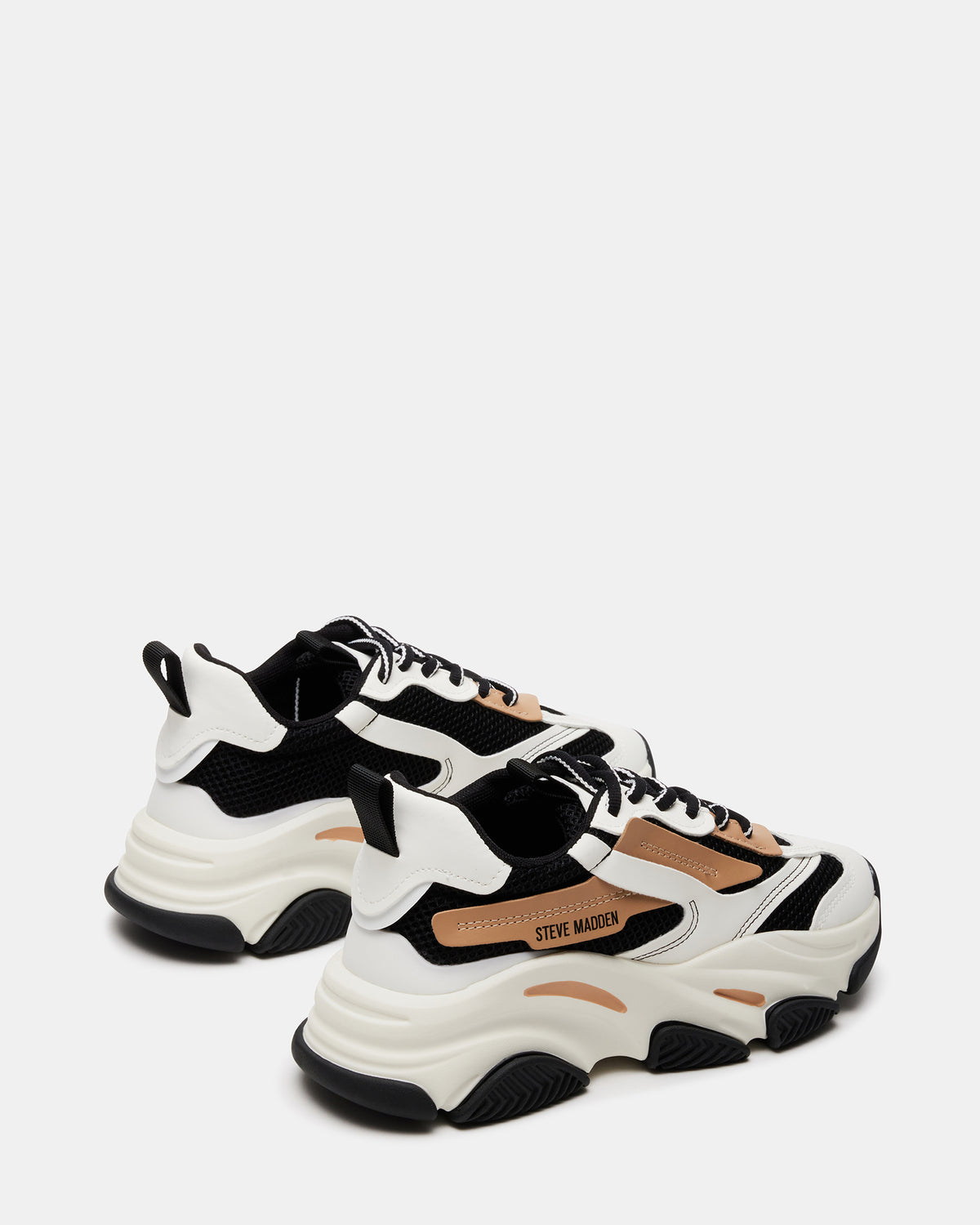 POSSESSION Black/Tan Platform Lace-Up Women's Sneaker