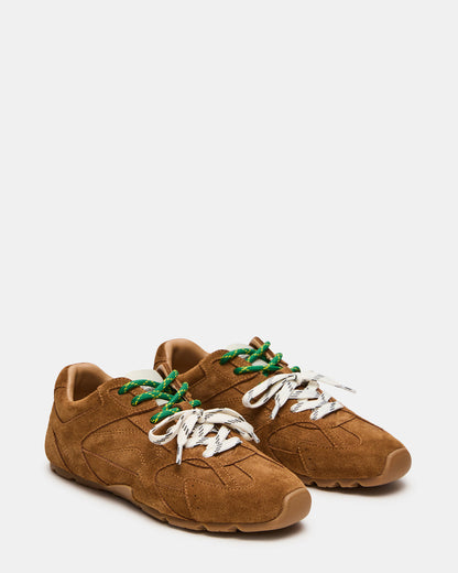 AZIEL Camel Suede Low-Top Lace-Up Women's Sneakers