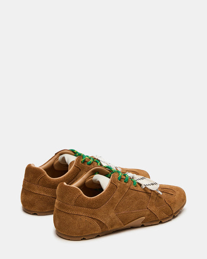 AZIEL Camel Suede Low-Top Lace-Up Women's Sneakers