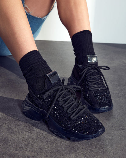MAXIMA Black Rhinestones Women's Sneakers