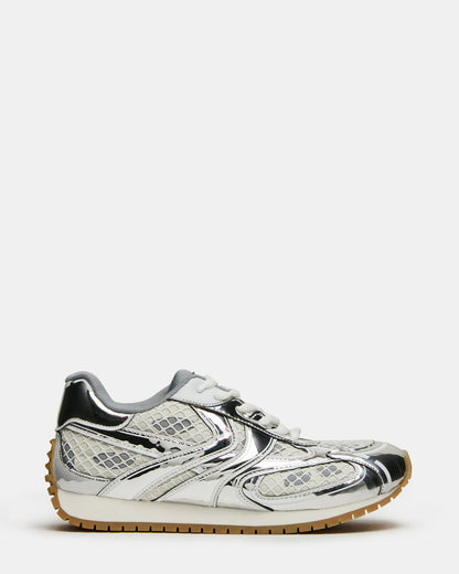 PAGER Silver Multi Low-Top Lace-Up Mesh Women's Sneaker