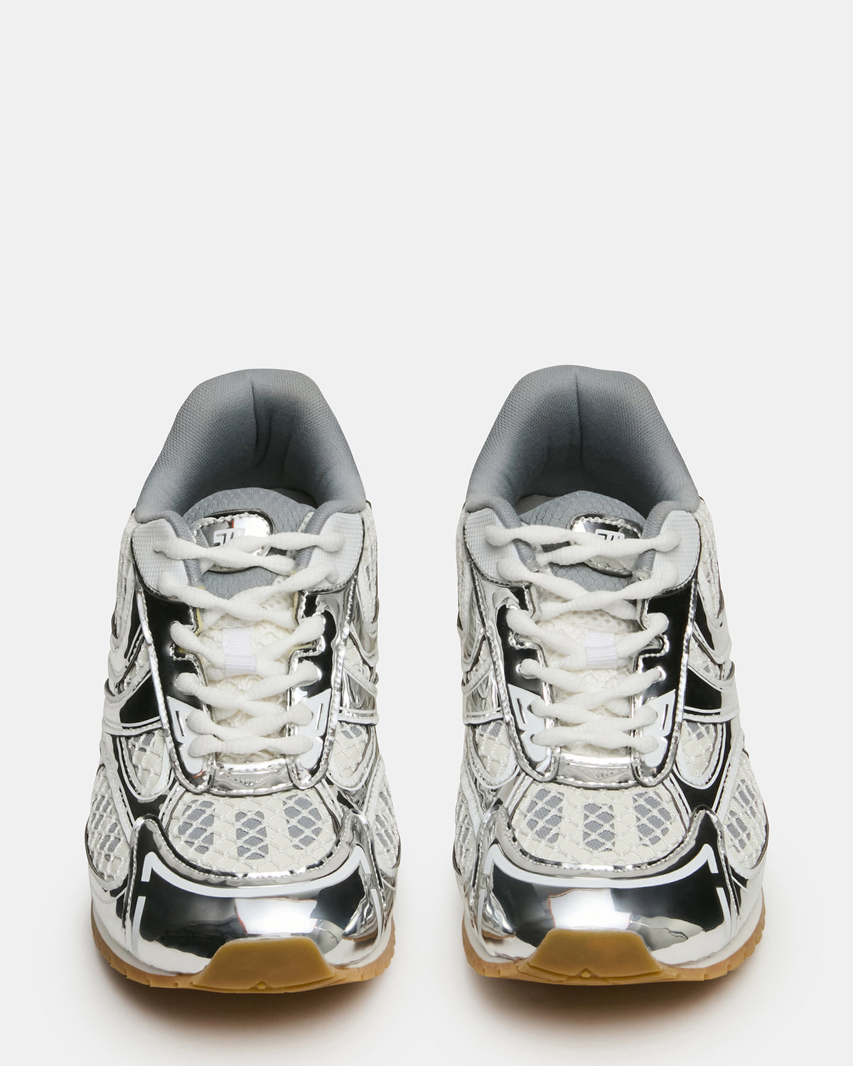 PAGER Silver Multi Low-Top Lace-Up Mesh Women's Sneaker
