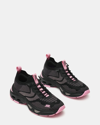 SWOOP Black Multi Lace-Up Low-Top Platform Athletic Women's Sneaker