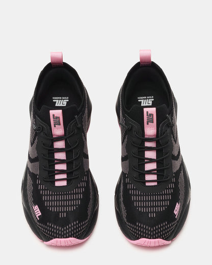 SWOOP Black Multi Lace-Up Low-Top Platform Athletic Women's Sneaker