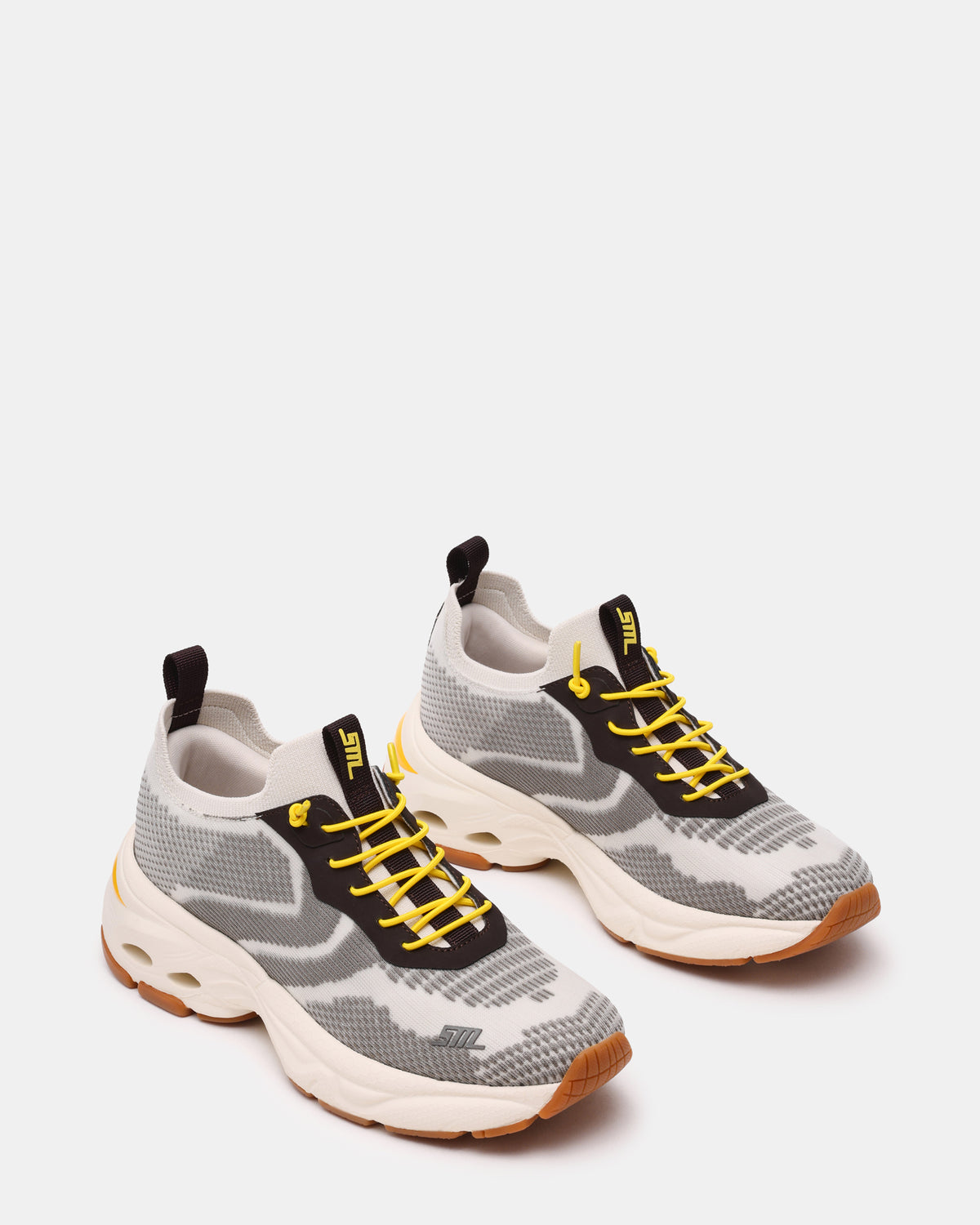 SWOOP Grey Multi Lace-Up Low-Top Platform Athletic Women's Sneaker