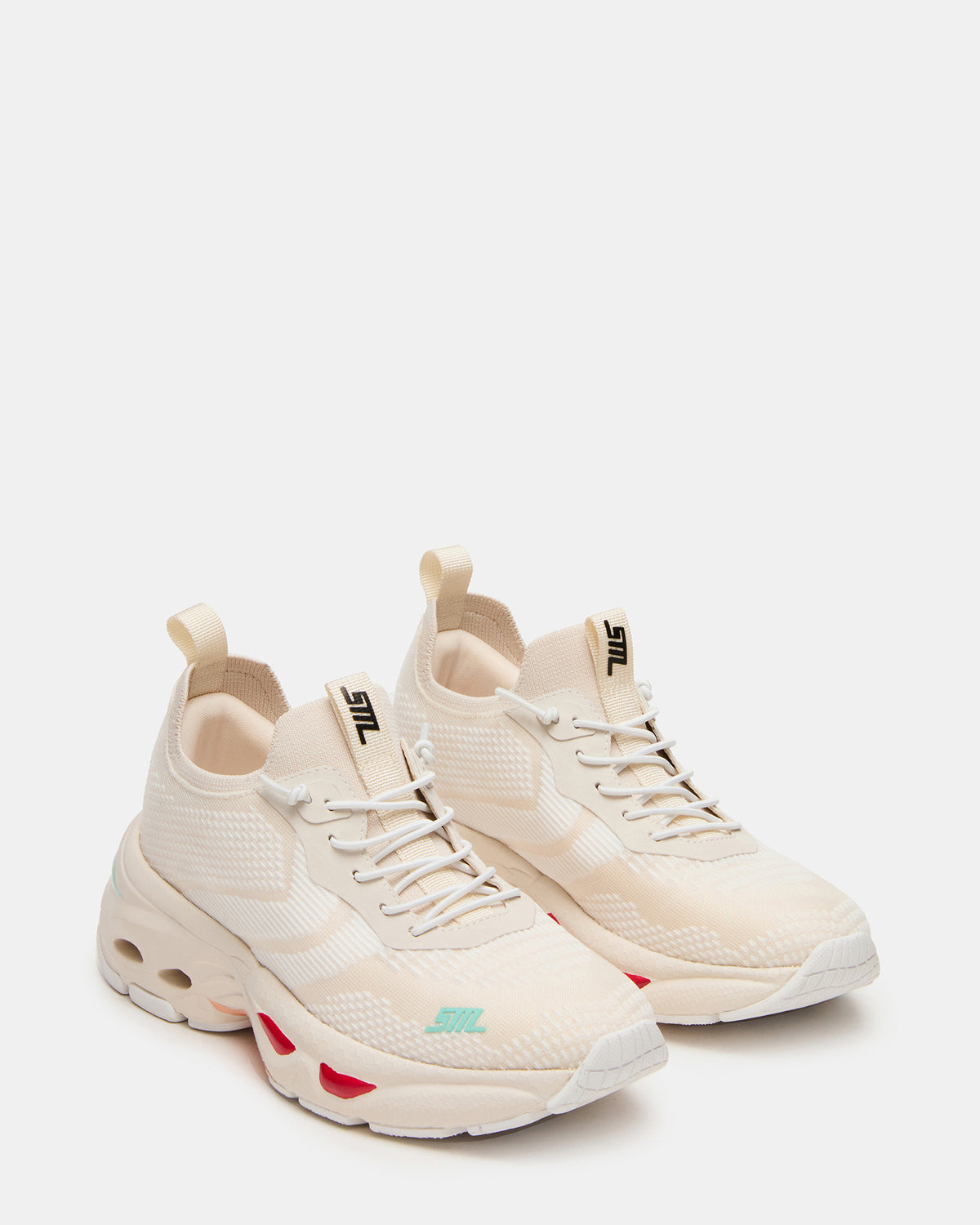 SWOOP White Multi Lace-Up Low-Top Platform Athletic Women's Sneaker