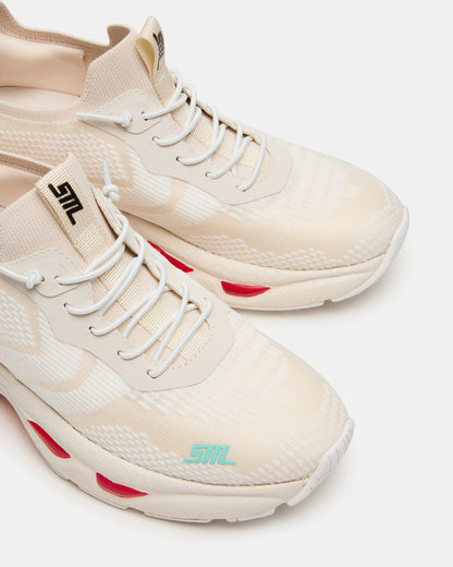 SWOOP White Multi Lace-Up Low-Top Platform Athletic Women's Sneaker