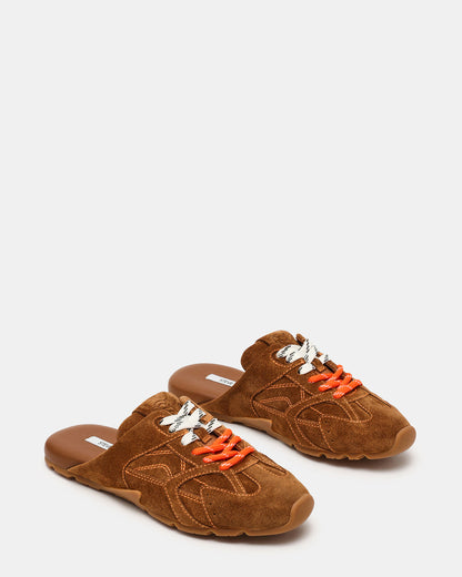 AZIEL MULE Chestnut Suede Low-Top Lace-Up Slip-On Women's Sneaker