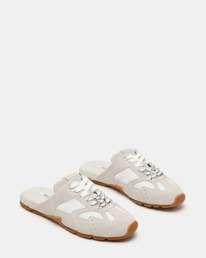 AZIEL MULE White Suede Low-Top Lace-Up Slip-On Women's Sneaker