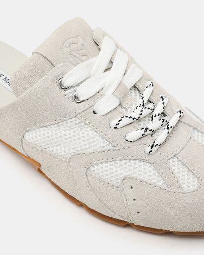 AZIEL MULE White Suede Low-Top Lace-Up Slip-On Women's Sneaker