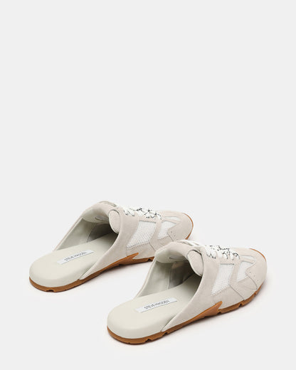 AZIEL MULE White Suede Low-Top Lace-Up Slip-On Women's Sneaker
