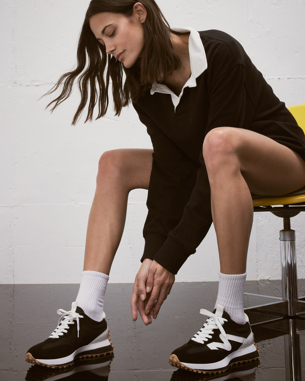 CAMPO Black/White Lace-Up Women's Sneaker