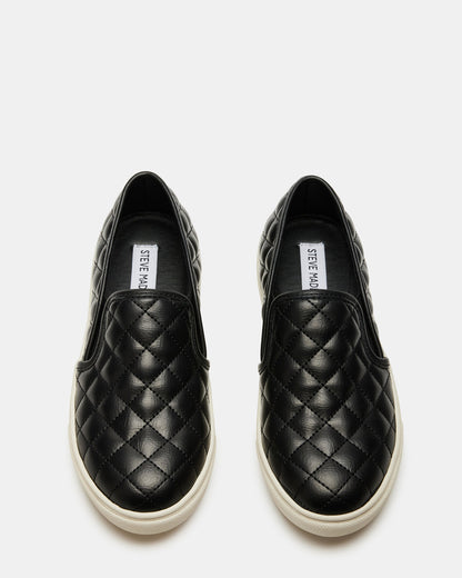 ECENTRCQ Black Leather Women's Slip On Sneakers