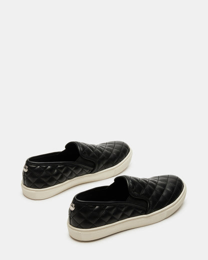 ECENTRCQ Black Leather Women's Slip On Sneakers